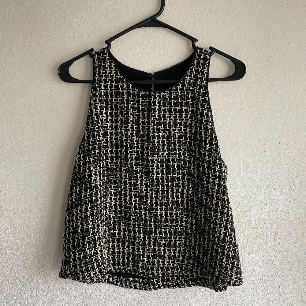 Ark & Co size large tank top/ black and gold woven tank top/ party tank top